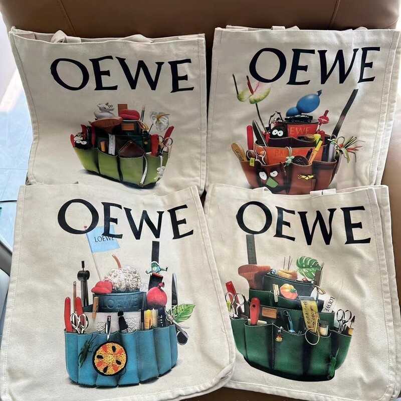 Large Capacity Canvas Tote Bag with Letter Print, Same Style as Yang Mi'S, Eco-Friendly Shopping Bag by Loewe