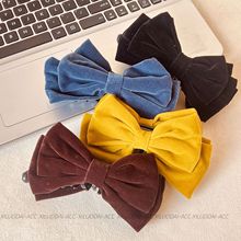 早秋复古丝绒双面蝴蝶结香蕉夹2025新款高马尾固定夹显发量马尾夹