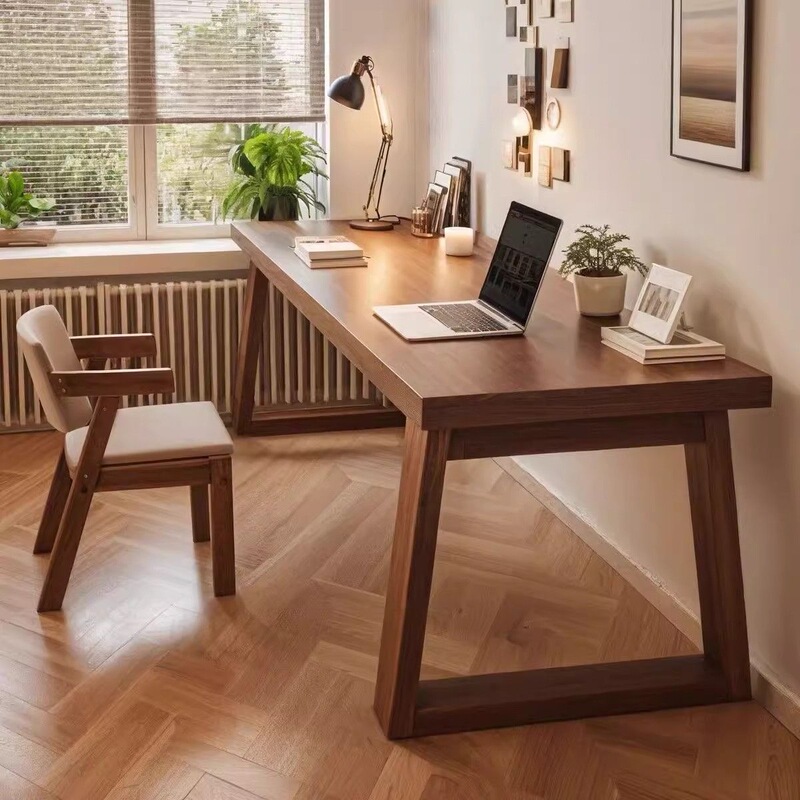Double long desk, executive desk, computer desk, study desk, living room office desk, solid wood leg writing desk, workbench