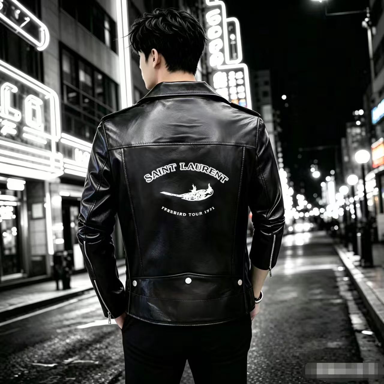 2026 Autumn/Winter New Men's Leather Jacket, Korean Style, Slim Fit, Plus Size, PU Washed Motorcycle Style Leather Jacket