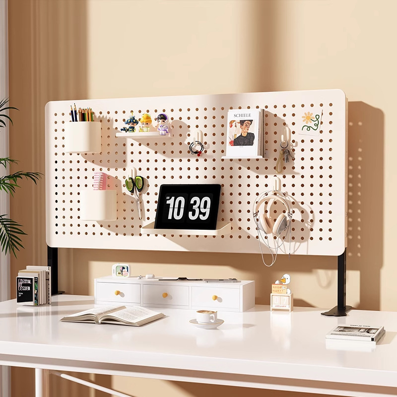 Desktop Pegboard Storage Rack, No-Drill Vertical Organizer for Student Desks and Computer Tables, Display Shelf
