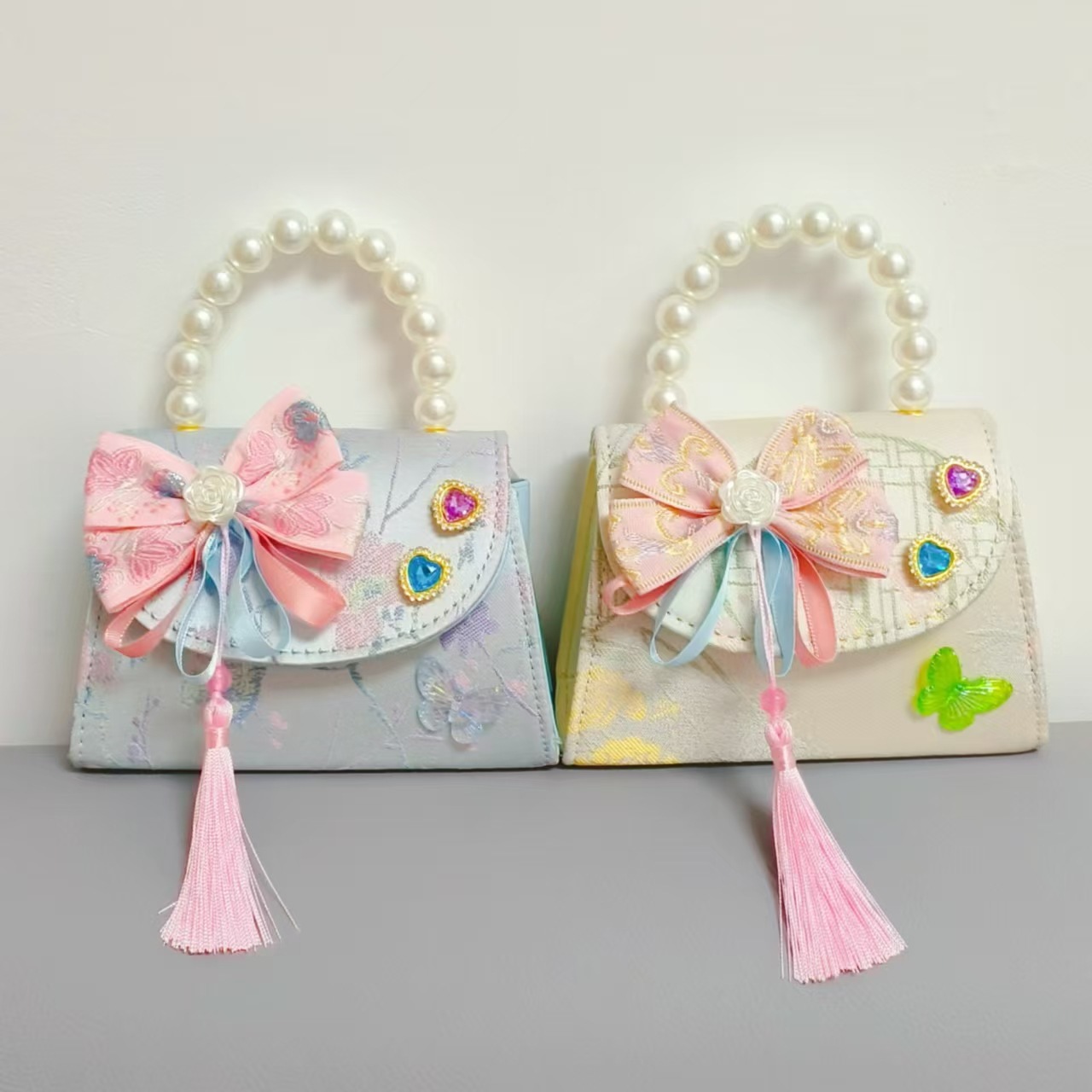 Bolsos infantiles de alto nivel, exquisitos antiguos, bolsos de cambio de niña, bolsos de mano de perlas de princesa, bolsos de almacenamiento