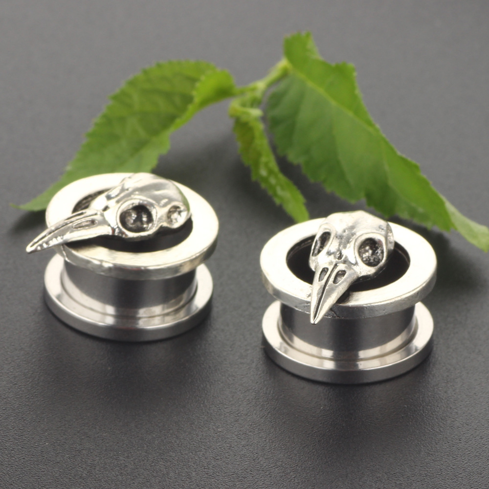 3D Bird Head Ear Plug Tunnels 6mm-16mm Stainless Steel Ear Gauges Piercing Jewelry detail image 8
