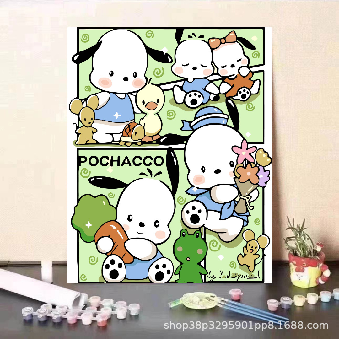 Pintura al óleo digital DIY dibujos animados para niños, estudiantes de Steele, pintura decorativa descomprimida, pintura animada