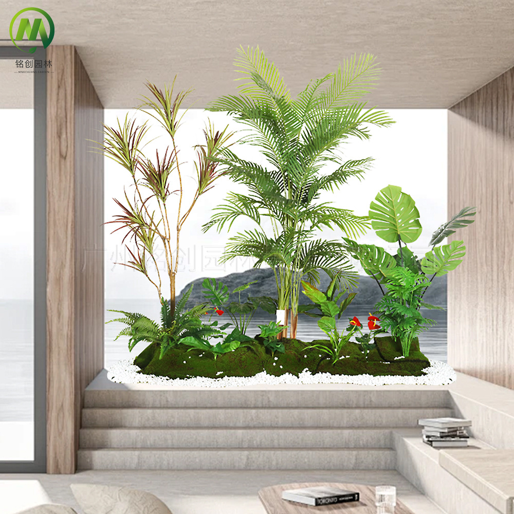 Escenografía de estilo nórdico Simulación de plantas verdes Plantas en macetas Centro comercial Simulación de decoración suave Plantas verdes falsas