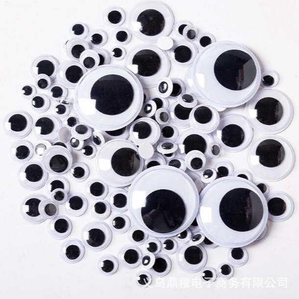 Multi-size Cartoon Animal Eye Accessories DIY Handmade Black and White Eye with Adhesive Mobile Eye Doll Accessories