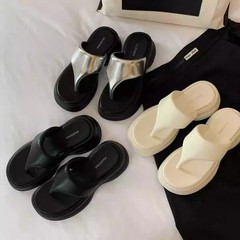 葡萄媽studiolee 小個子時髦厚底增高踩屎感夾腳外穿人字涼拖鞋夏