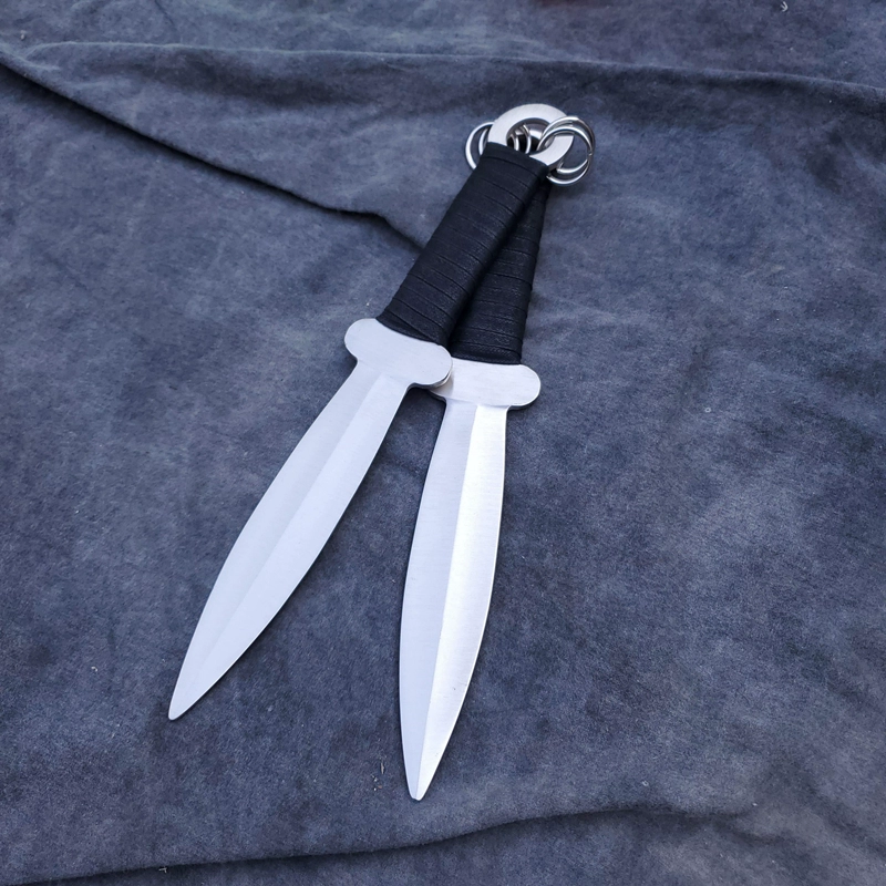 Martial Arts Routine Double Dagger Double Wheel Wood Performance Training Props Double Dagger Pair Practice Competition Use Knife Not Opening