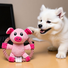 宠物狗投掷绳结飞盘玩具狗狗抛掷啃咬磨牙洁齿训练玩具发声玩偶