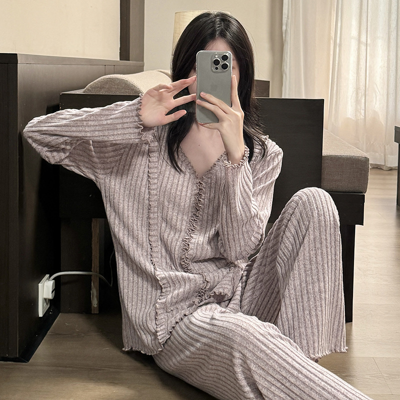 春秋睡衣女款新款秋季长袖长裤女士居家服可外穿高级感家居服套装|undefined