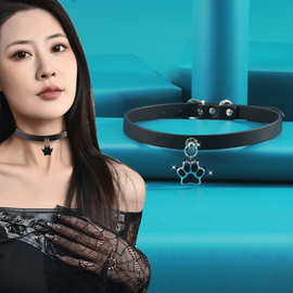 暗黑风朋克狗爪猫爪皮革项圈choker时尚颈圈亚文化皮项圈辣妹单品