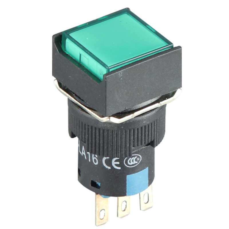 小型按钮开关MLA16-11FD 5脚带灯 有锁LED等无锁发光复位圆形16mm