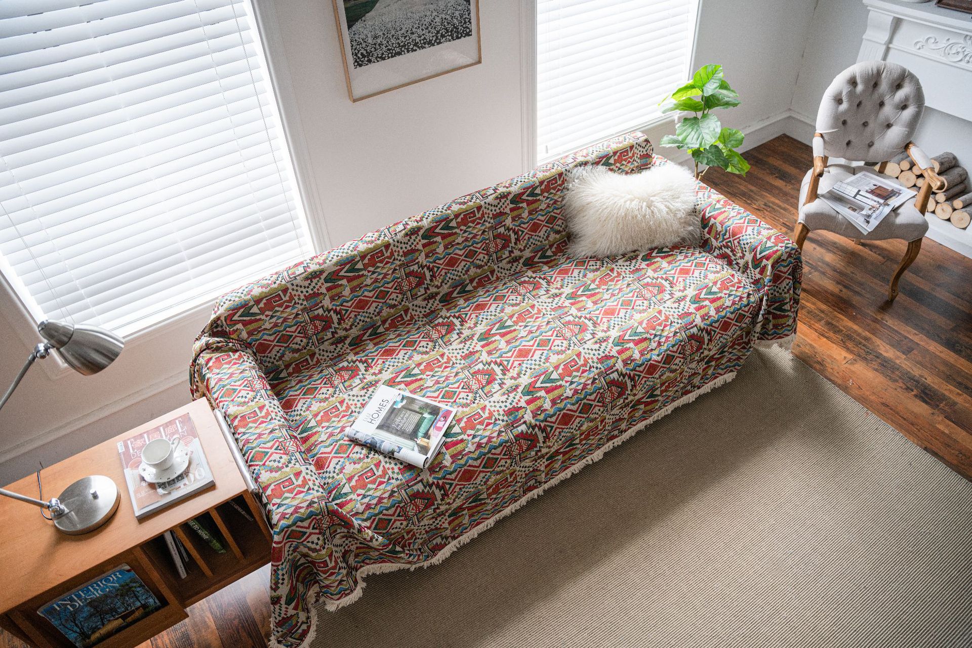 彩色徽章沙发巾