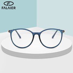 Cross-border European and American style new TR90 optical cat-eye eyeglass frames with metal temples, plano glasses, and blue light blocking lenses