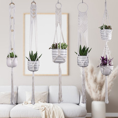 Cross-border cotton twisted rope creative flower pot net bag, hanging handmade plant basket, balcony inn flower pot net bag