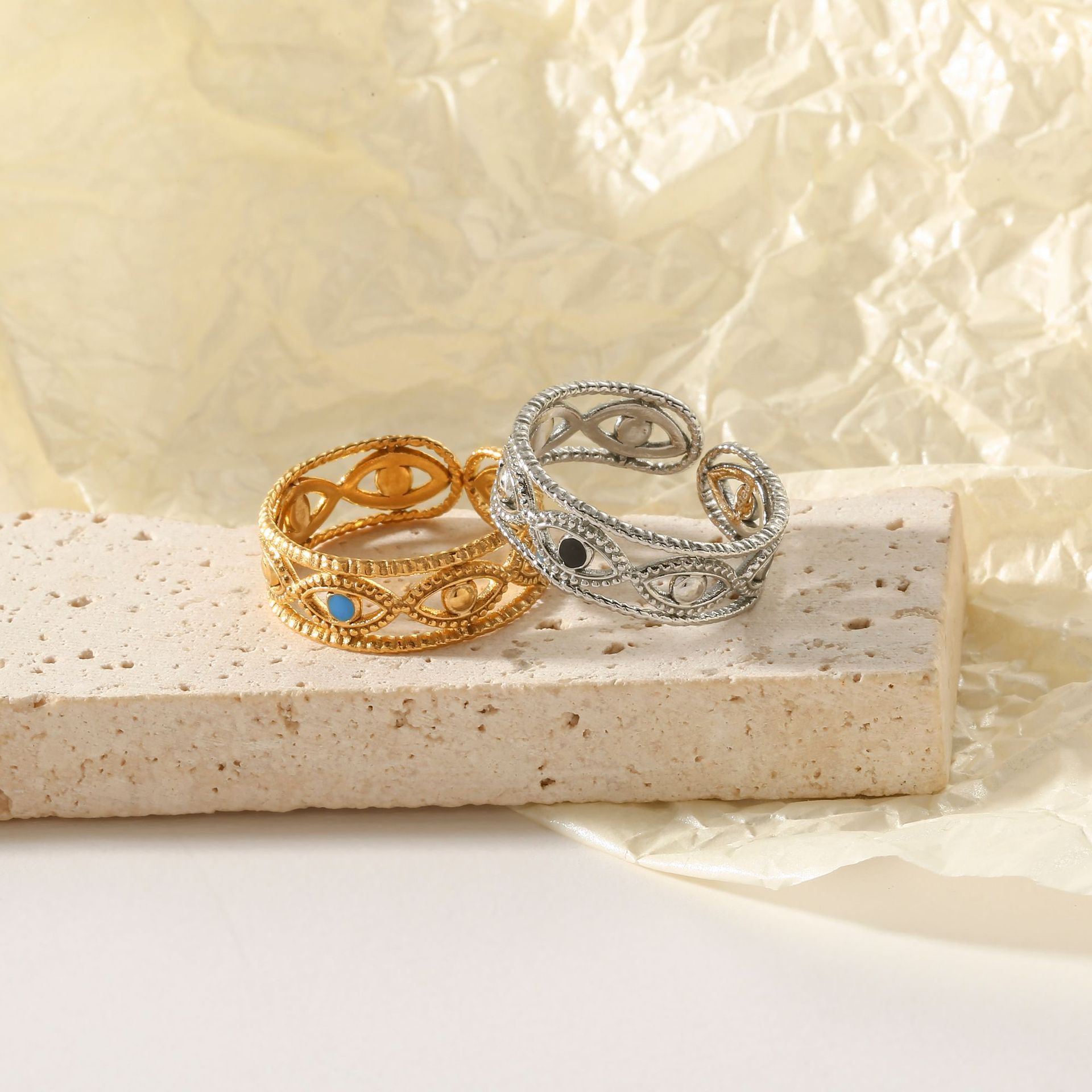 1g Weight 18K Gold Plated Plating Material Open Rings Classification Adjustable Ring Size 1 Piece Quantity Casual, Daily Occasion 316L Stainless Steel Material Geometric Pattern Women's Gender French Style Style Waterproof Non Tarnish, Surgical Steel, Enamel, Plating Craft Gold, Silver Color 1 Piece Geometric 18K Gold Plated 316L Stainless Steel  Gold Silver French Style Open Rings For Women's 22