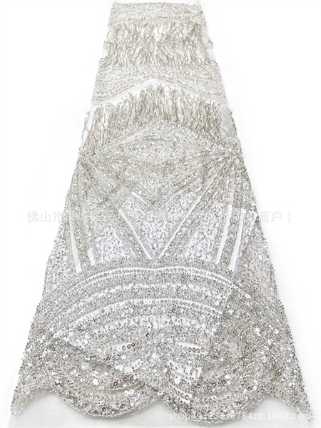 Alta fijación colgante de bordas cuentas tela de encaje industria pesada alta sensación vestido de pecho vestido de noche tela