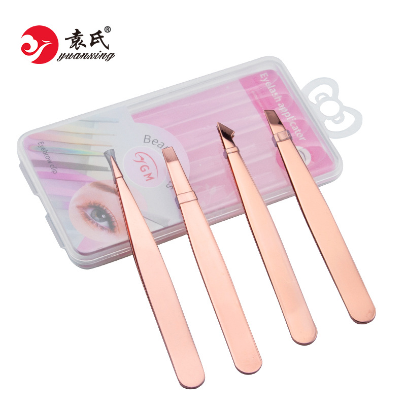 厂家直销不锈钢430眉夹 斜口正口尖口眉毛夹 修眉毛夹4支装