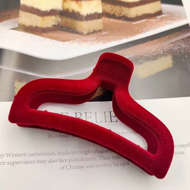Haarklammern aus rotem Samt für Damen und Mädchen, große Haarklammern für dickes Haar, starker Halt, Haarklammern, Weihnachtsgeschenke_voghion.com