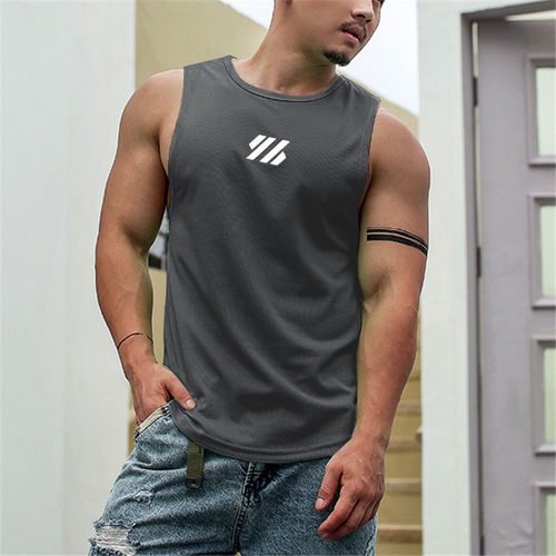 Men's Summer Mesh Sleeveless Backless Tank Top Gym Running Exercise Muscle-Showing Sport T-Shirt Breathable