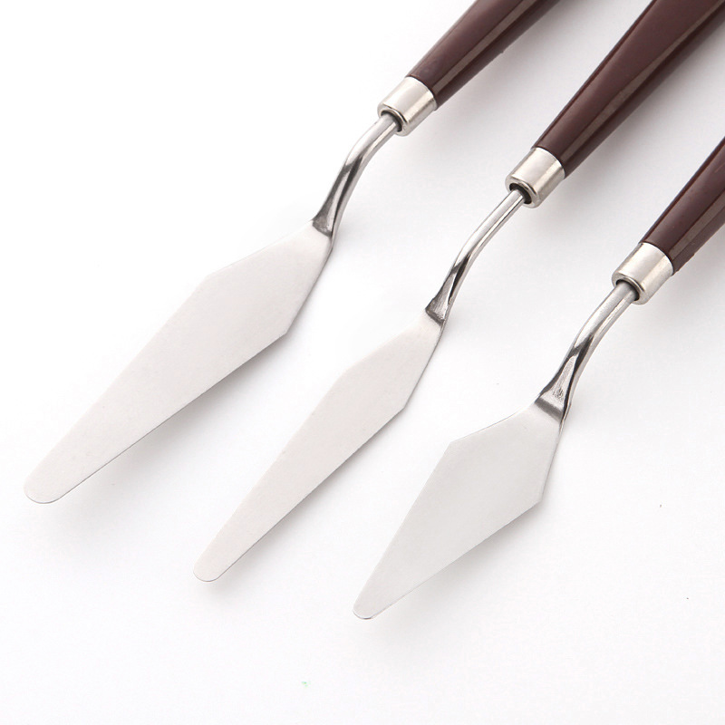 Plastic handle palette knife stainless steel oil painting scraper acrylic gouache paint pick knife color mixing scraper factory direct sale