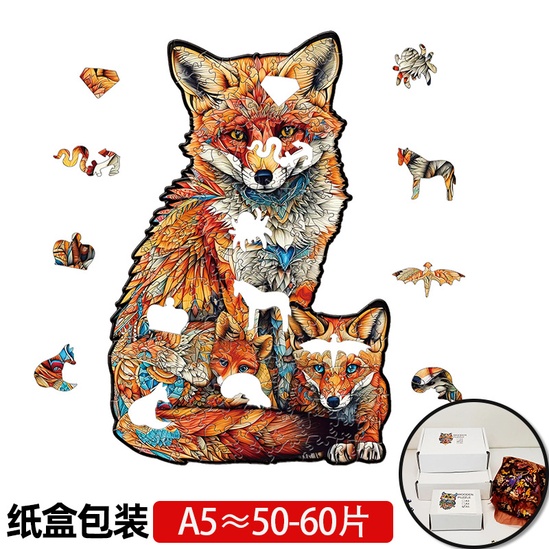  Rompecabezas 3D de madera cortado con láser, diseño de animales, juguete educativo artesanal