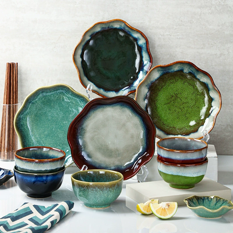 Japanese retro ceramic tableware, set, light luxury style