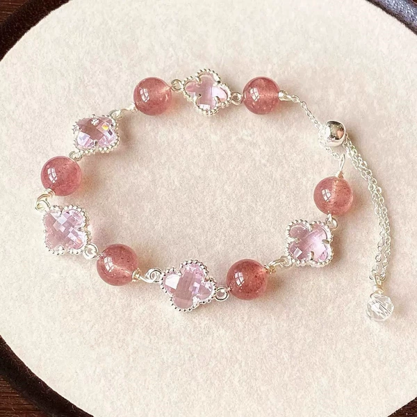 Organic crystal, bracelet, four-leaf clover