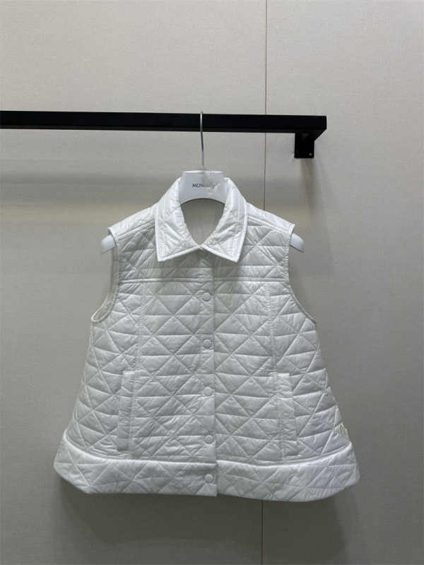 25秋季新款南油高定Mon简约休闲防风防水尼龙A摆藤格纹棉服马甲|undefined