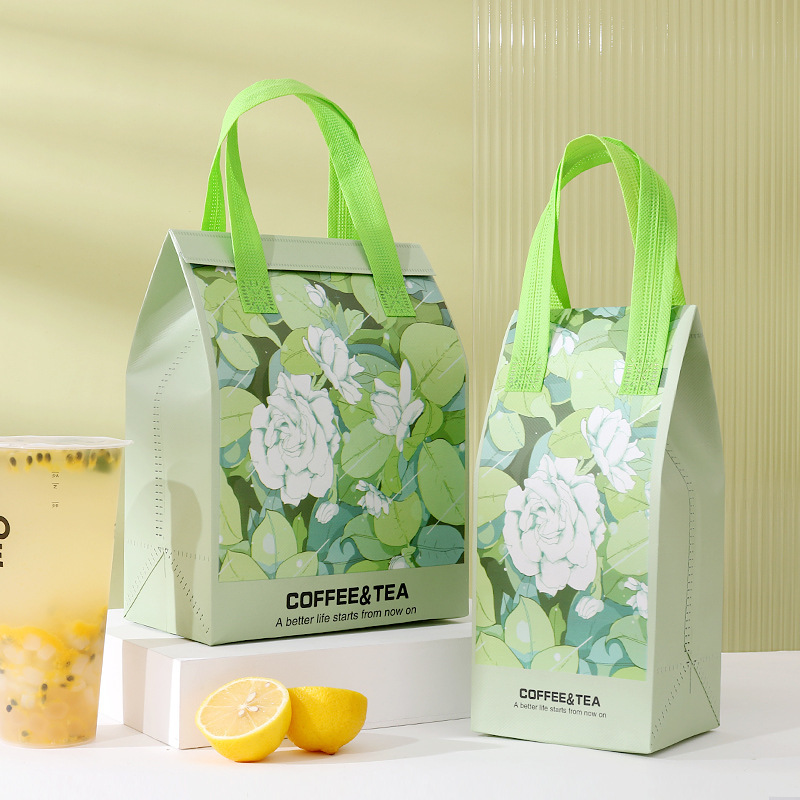 奶茶咖啡打包袋单杯双杯无纺布铝箔一次性保冰保温外卖手提袋现货