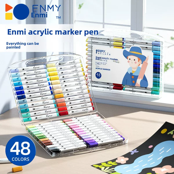 Enmi acrylic marker pen for primary school students non-transparent color stackable color 48 color 36 color 24 color children's watercolor pen