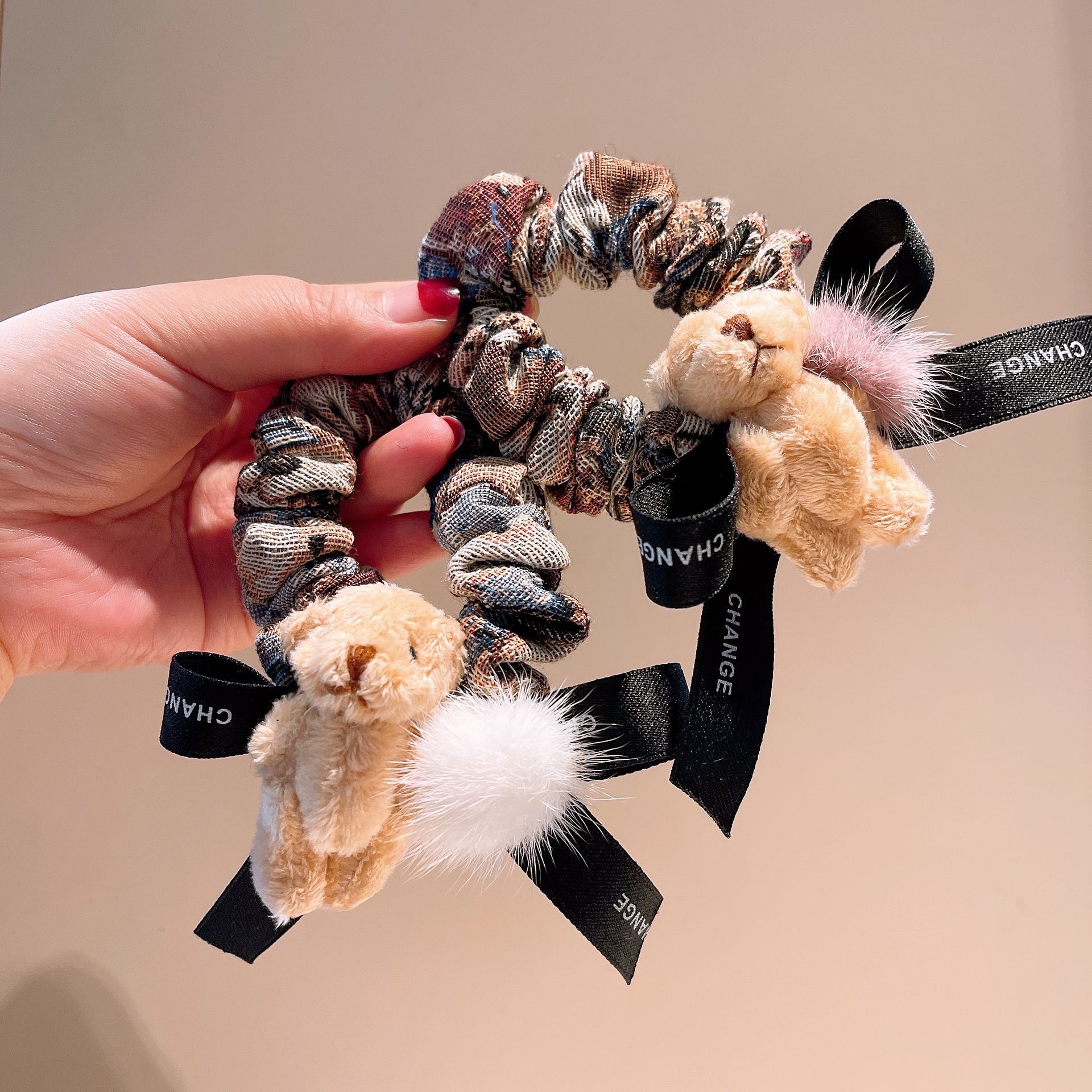 Korean Version Temperament Cute Bear Doll Hair Circle Letter Ribbon Bow Knot Hair Rope Jewelry display picture 2