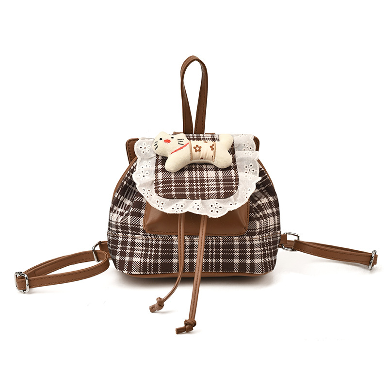Dolce encaje niñas mochila jardín de infantes bebé mochila cuadrilátero lindo gatito muñeca mochila infantil