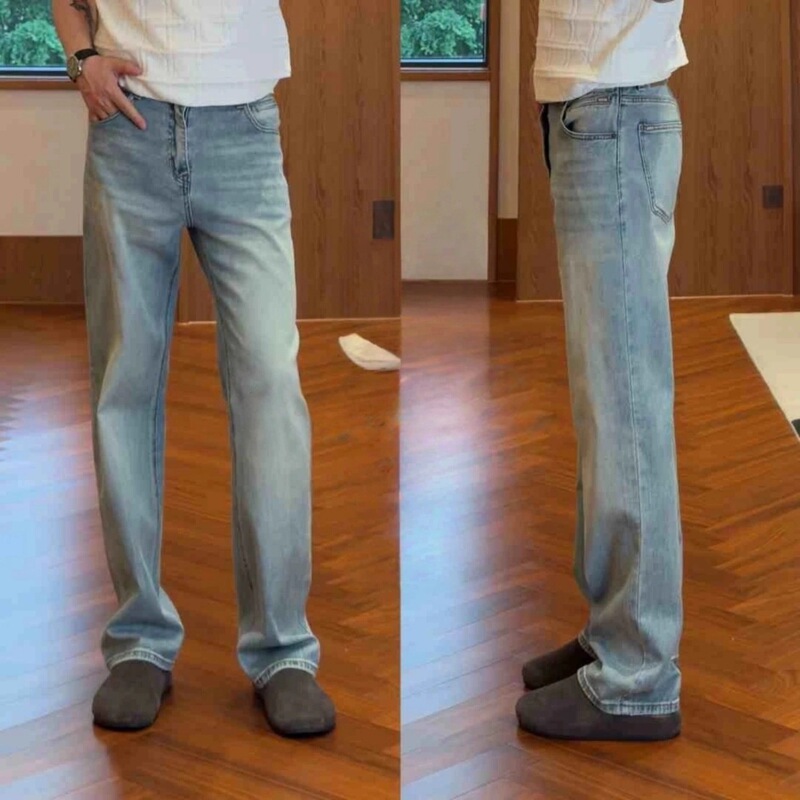 Spring and Summer New Style Lazy Filter Vintage Straight-Leg Men's Jeans Versatile Fashion Comfortable Breathable Casual Pants Spring and Summer New Style Lazy Filter Vintage Straight-Leg Men's Jeans Versatile Fashion Comfortable Breathable Casual Pants