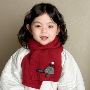 Red Christmas New Year children's scarf winter cute boys and girls knitted thick warm baby wool scarf