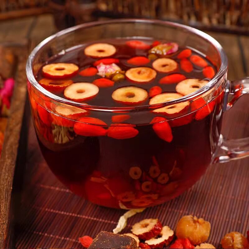 Brown Sugar Ginger Jujube Tea Bags Jiang Zao Cha 15g x 12 Bags Warming Herbal Tea in use