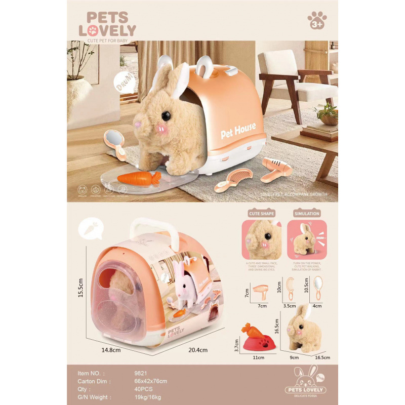 Club Teddy Club Peluche eléctrico Conejo blanco Golden Retriever Juguetes para niños Caminar llamado Muñeca de mascota