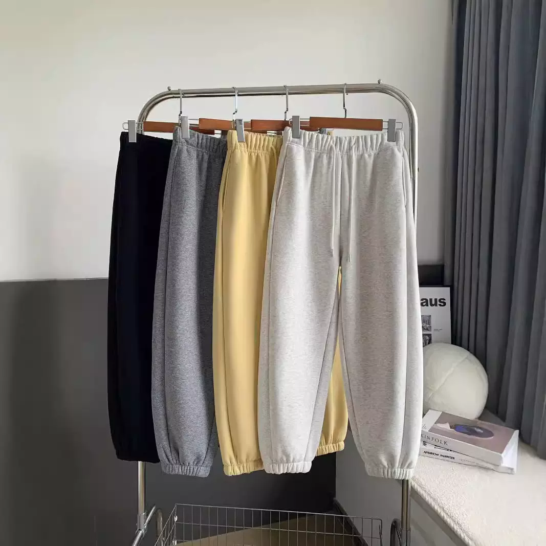 2025秋冬加绒华棉束脚高腰休闲卫裤软糯宽松新款女羊羔绒