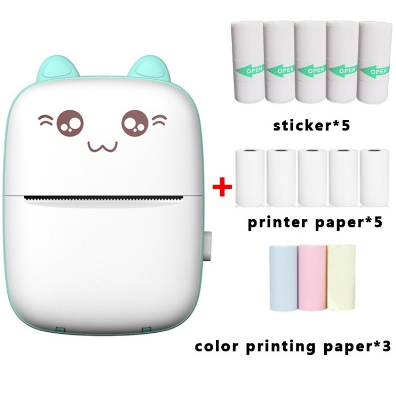 야옹 화이트/블루 [인쇄지 5롤, 스티커 5롤, 색지 3롤