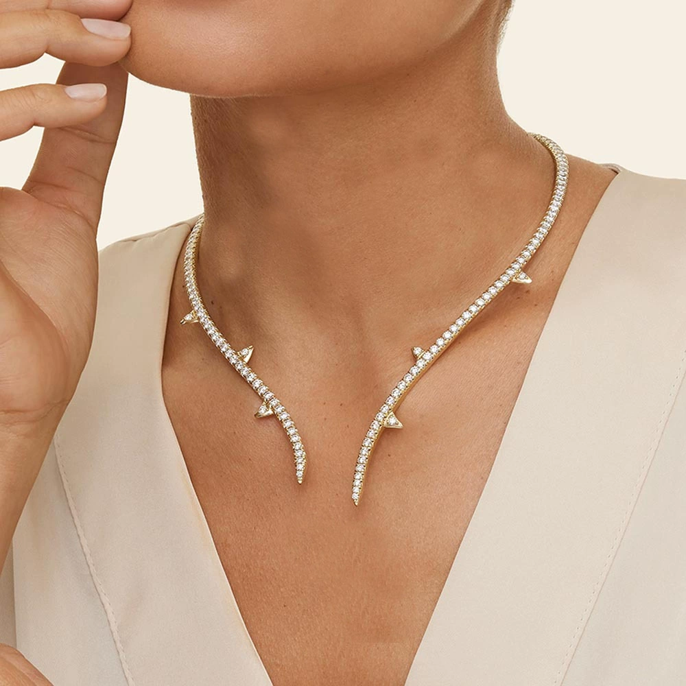 Европейские и американские трендовые ожерелья со стразами женские минималистские нишевые дизайнерские чувства открываются ошейники модные дикие украшения necklace