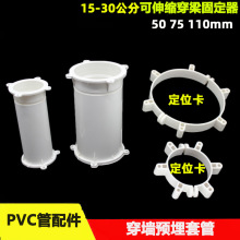PVC穿墙套管侧墙预埋套筒可伸缩50 75 160mm穿梁定位卡器加长加厚