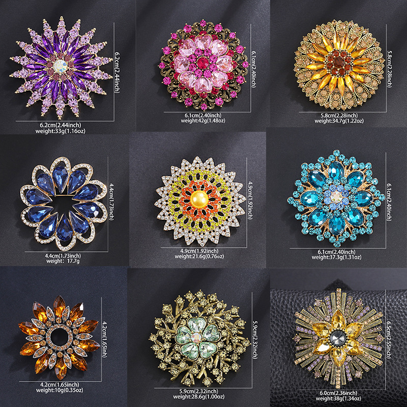 High-End Purple Glass Snowflake Brooch, Exquisite and Fashionable Women's Clothing Lapel Fixed Pin to Prevent Exposure Corsage