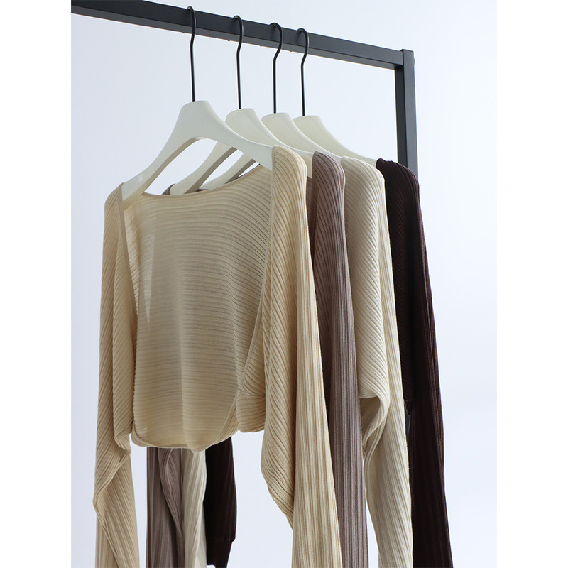 Spring and summer lyocell knitted shawl short waistcoat fashionable irregular pit long sleeve thin sunscreen fashionable one-piece