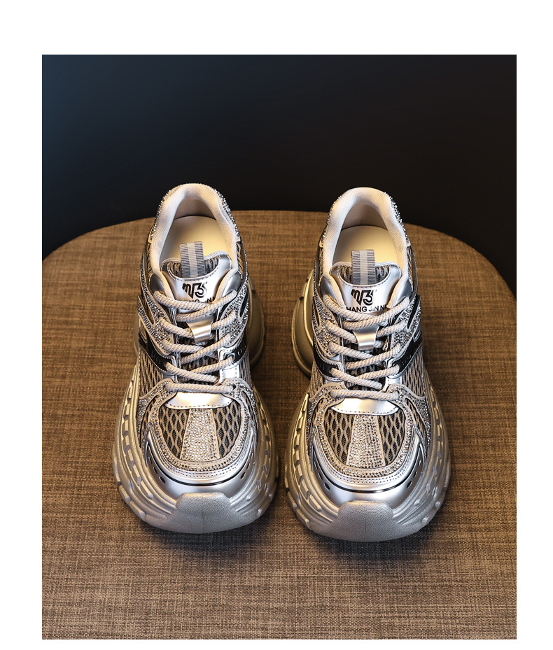 Giày sneaker nữ đế dày tăng chiều cao lưới thoáng khí — màu be chi tiết 18