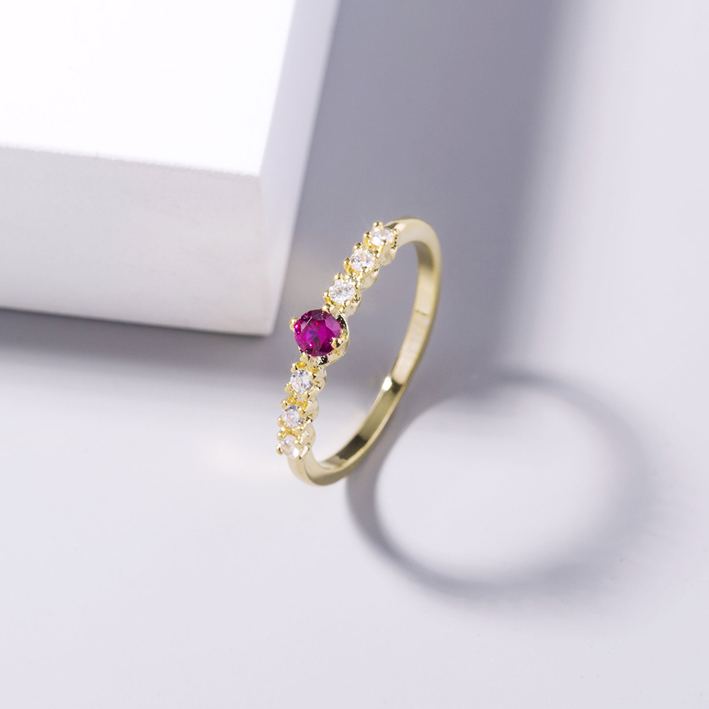 red gemstone zircon simple ring wholesale jewelry Nihaojewelry NHDB398367picture4