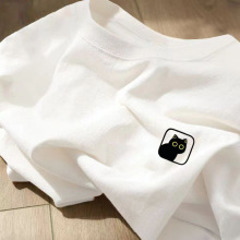 短袖t恤男情侣装纯棉潮牌流行T恤圆领宽松体恤白色上衣运动服