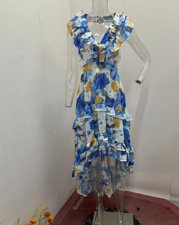 2024 Summer New European And American Cross-Border Women's Bohemian Casual Style Fashion Printed Vacation Long_ecoleips.com