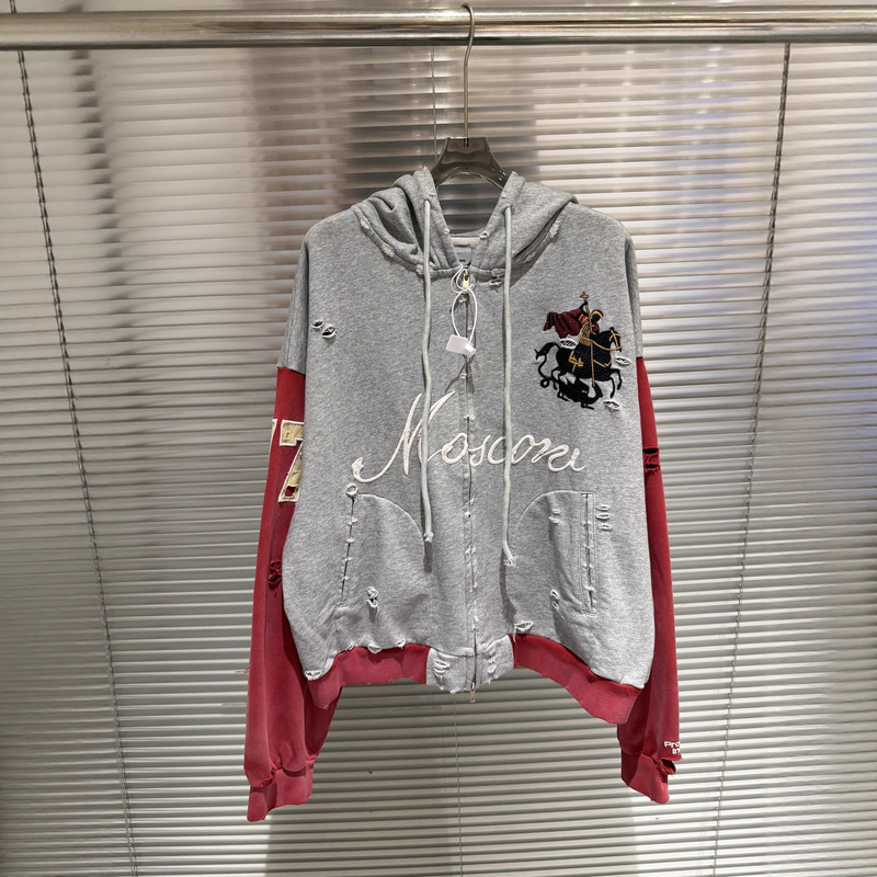 2025 Winter New Model P@Rotocol Russian Vintage War Horse Embroidered Zip-Up Hoodie Wholesale 2025 Winter New Model P@Rotocol Russian Vintage War Horse Embroidered Zip-Up Hoodie Wholesale