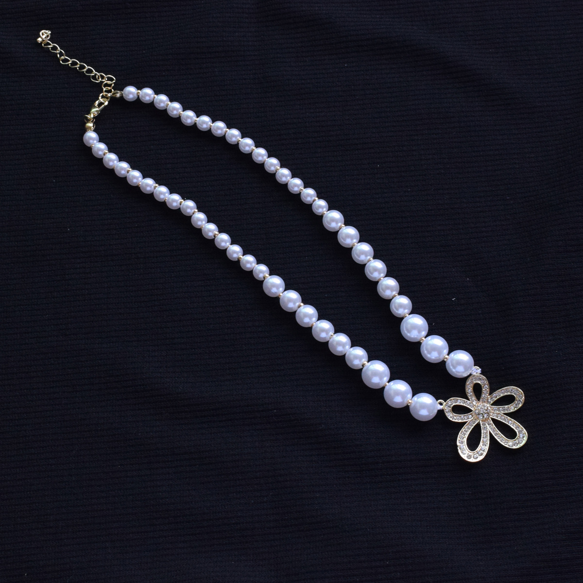 Fashion Diamond Flower Bow Beads Necklace Wholesale display picture 4