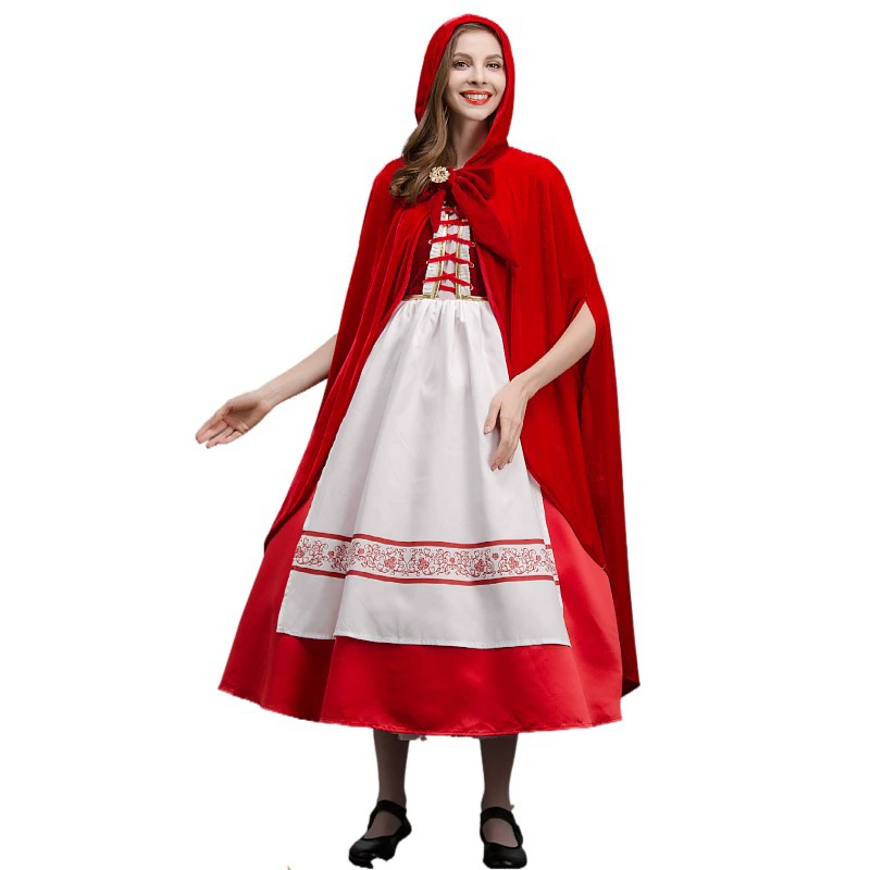 Красная Шапочка, платье, плащ, тренч, длинная красная рождественская юбка, хэллоуин
